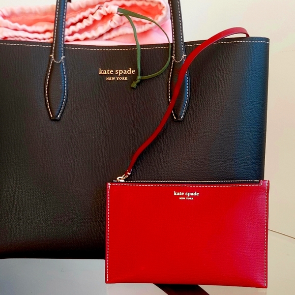 kate spade Handbags - Kate Spade NWT large leather Tote w/detachable pouch